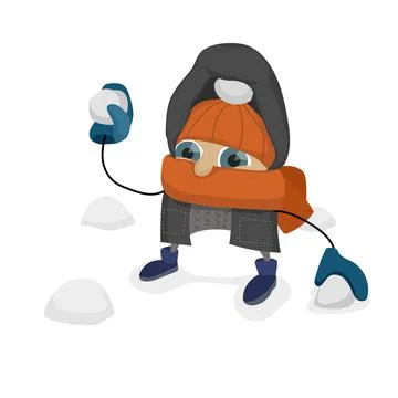A boy plays snowballs. Stock Illustration