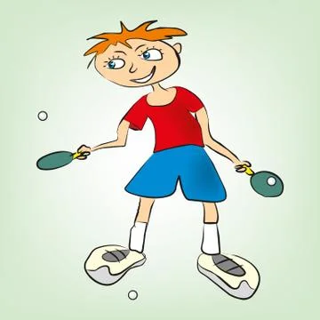 Boy plays table tennis Stock Illustration