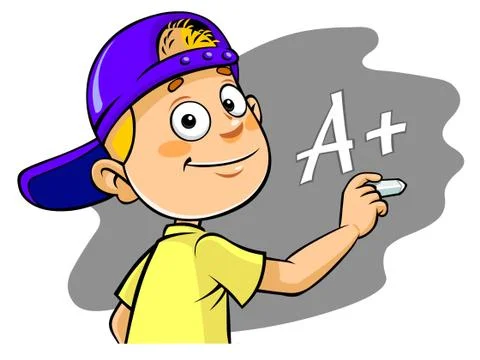 Boy with A plus Stock Illustration