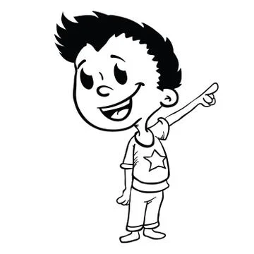Boy pointing finger black Stock Illustration