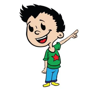 Boy pointing finger Stock Illustration