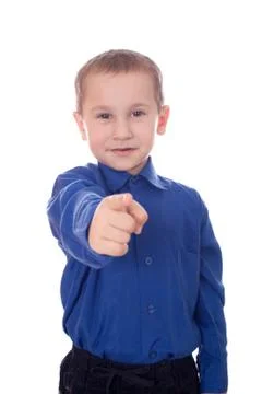 Boy pointing the finger Stock Photos