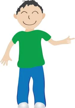 Boy pointing 스톡 일러스트