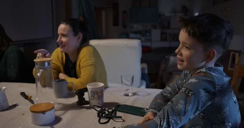The boy is pointing at the imposter and laughing. Stock Footage 326875289
