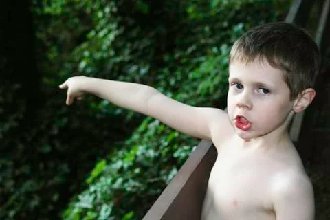 Boy pointing Stock Photos