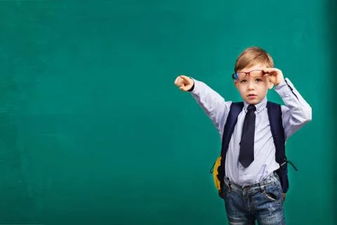 Boy points a finger Stock Photos