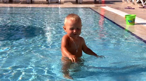 Boy in the pool Stock Footage 52692131
