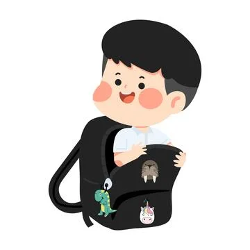Boy Popping Out of School Backpack Stock Illustration