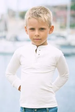 Boy in the port. Stock Photos