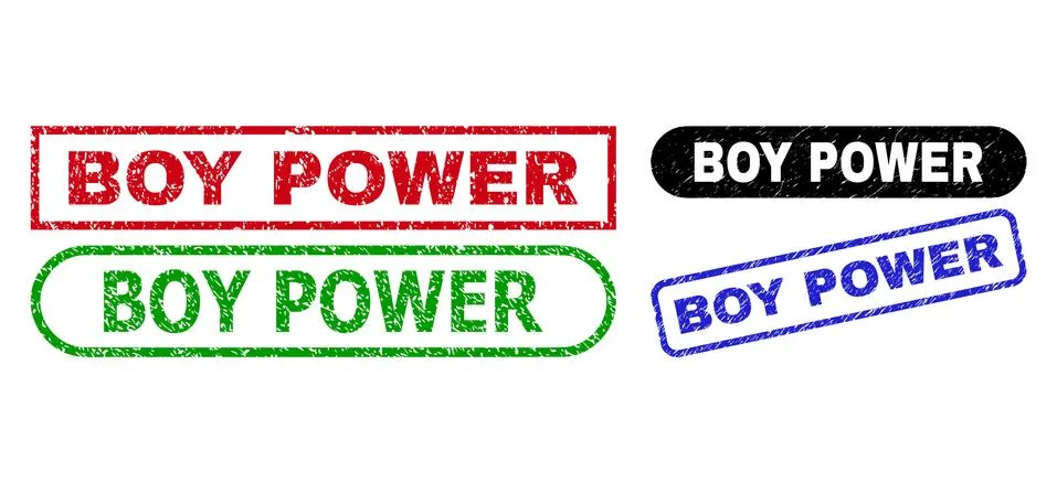 BOY POWER Rectangle Seals Using Corroded Surface Stock Illustration