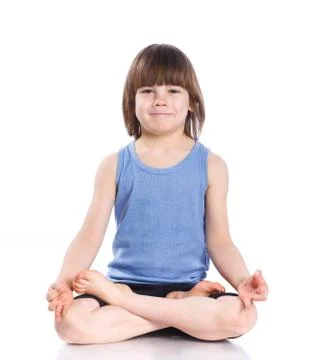 Boy practice yoga 写真素材
