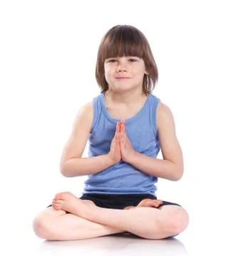 Boy practice yoga Stock-Fotos