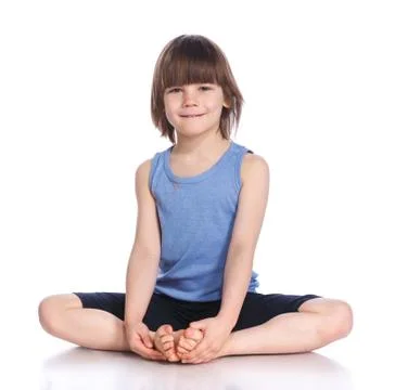 Boy practice yoga Foto stock