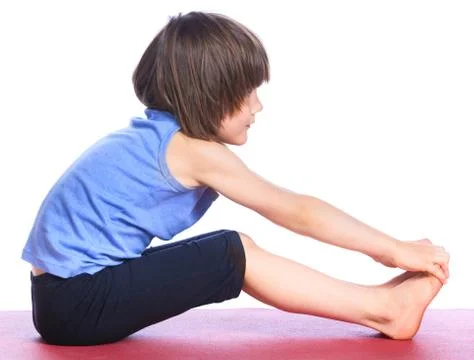 Boy practice yoga 写真素材