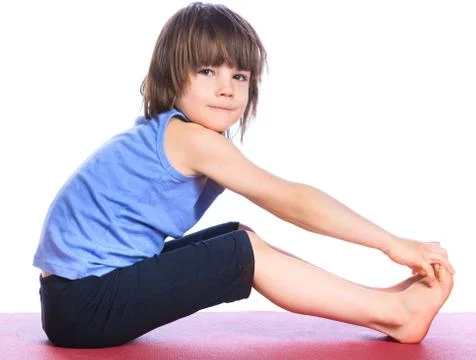 Boy practice yoga 写真素材