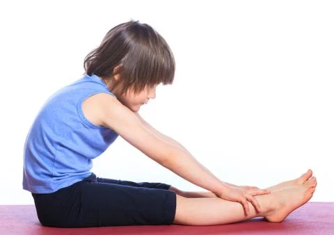 Boy practice yoga 写真素材