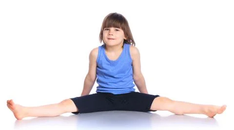 Boy practice yoga Stock-Fotos