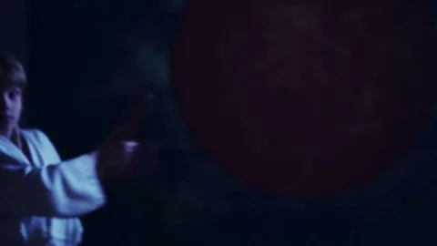 Boy Practicing Aikido Is Training With Bokken Sword Stock Footage 76209328