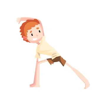 Boy practicing capoeira, kid character doing element of martial art, capoeira Stock Illustration