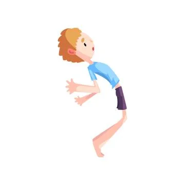 Boy practicing capoeira, kid character doing capoeira dancer pose vector Illustrazione stock