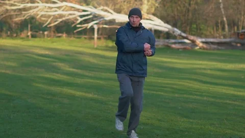 Boy Practicing Karate Kata's Practicing Karate at Dawn in the Woods in Early Stock Footage 74692540