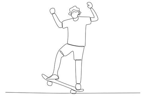 A boy practicing skateboarding Stock Illustration
