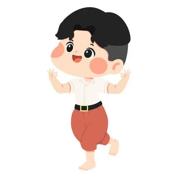 Boy Practicing Traditional Thai Dance 스톡 일러스트