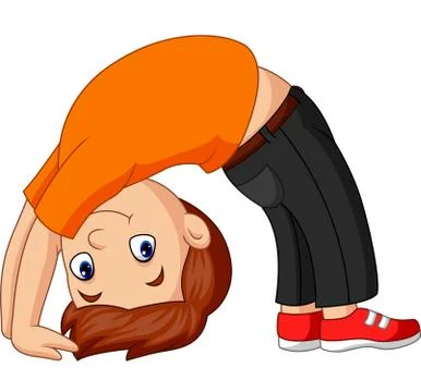 Boy practicing upward bow yoga pose Stock Illustration