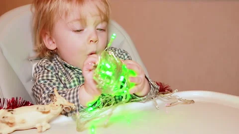 The boy is preparing for the new year Stock Footage 144867356