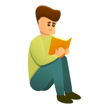Boy preparing for test icon, cartoon style Stock Illustration
