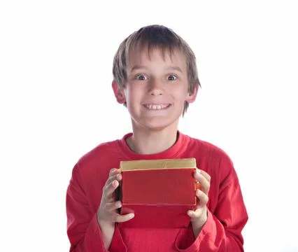 Boy with present Stock Photos