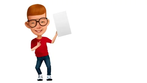 Boy. Presentation. Achievement demonstration. White background. Video stock 237966476