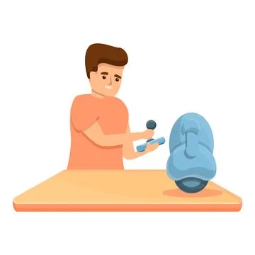 Boy programming one wheel robot icon, cartoon style Stock Illustration