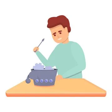 Boy programming robot icon, cartoon style Stockillustratie