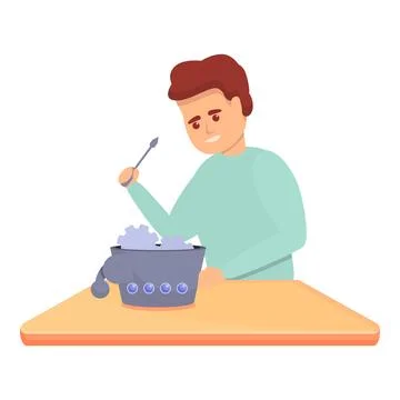 Boy programming robot icon, cartoon style Stock Illustration