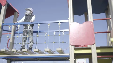 Boy in a protective mask  Stock Footage 141609794