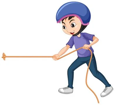 Boy pulling rope on isolated background Stock Illustration