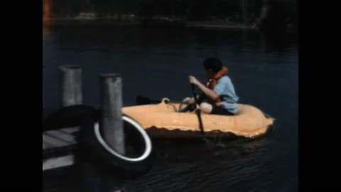 Boy in Raft 1966 動画素材 142659623
