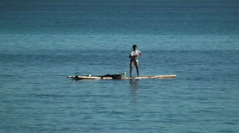 Boy on raft #2 Stock Footage 637110