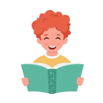 Boy reading book. Boy studying with a book. Vector illustration Иллюстрация
