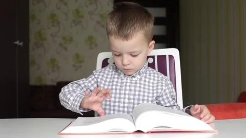 A boy reading a book Stock Footage 74052907