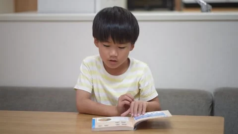Boy reading a book Stock Footage 277517535