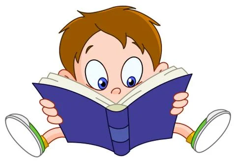 Boy reading book Stock Illustration