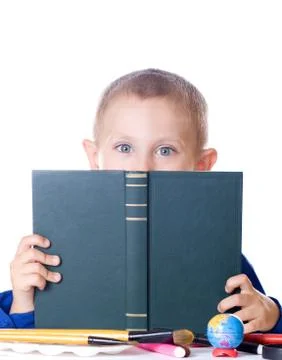 Boy reading a book Foto stock