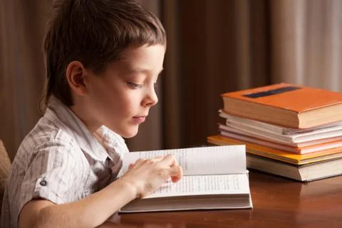 Boy reading book Stock Photos