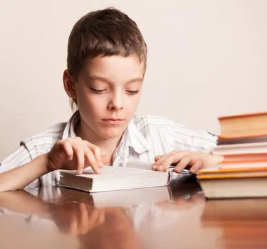 Boy reading book Stock Photos