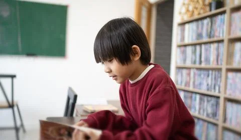 Boy reading book Stock Photos