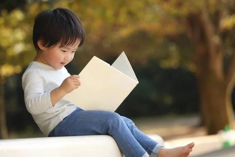 Boy reading a book Stock Photos