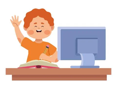 Boy reading book scene Stock Illustration