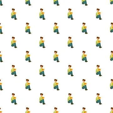 Boy reading book seamless pattern background design Illustrazione stock